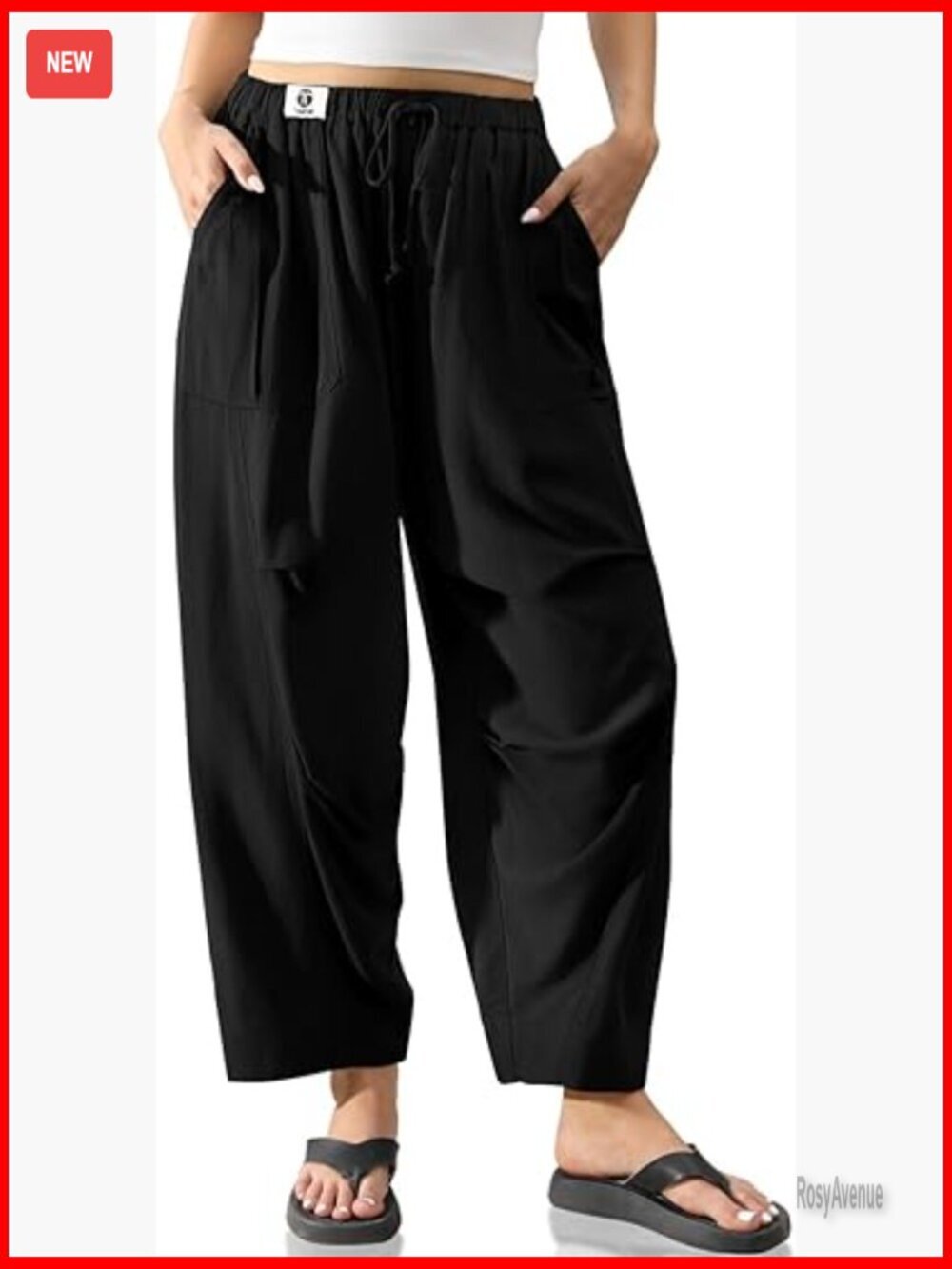 Women's Linen Casual Pants Loose Fit Straight Leg with Pockets